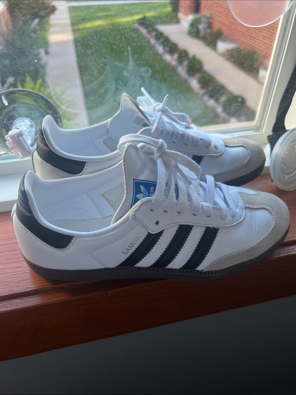 adidas Samba White Leather Sneakers with Black Stripes